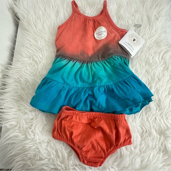 NWT Burt’s Bees Baby Dip Dye Dress Size 3-6M - Picture 4 of 8